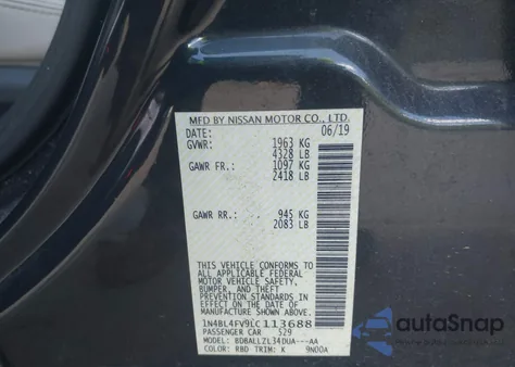 2020 Nissan Altima Platinum Fwd из США, поврежденный, VIN 1N4BL4FV9LC113688